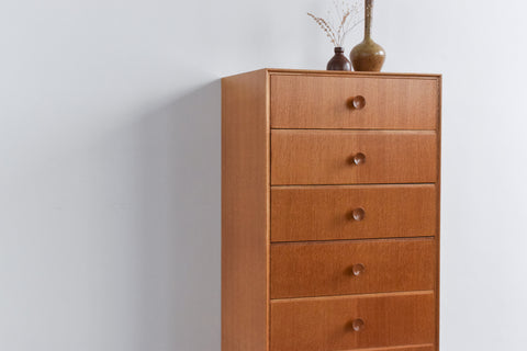 Vintage Oak Tallboy Chest of Drawers by Meredew