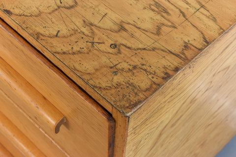 Vintage Oak 6 Drawer Chest of Drawers / Plan Chest