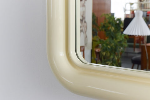 Vintage 1970s Cream Plastic Framed Square Crayon Mirror by Habitat