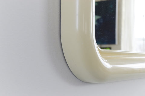 Vintage 1970s Cream Plastic Framed Square Crayon Mirror by Habitat