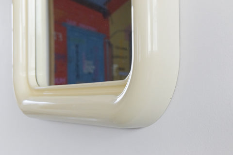 Vintage 1970s Cream Plastic Framed Square Crayon Mirror by Habitat