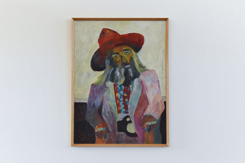 Vintage Oil on Board Portrait Painting by Artist Audrey Harling (1920-1995)