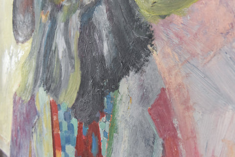 Vintage Oil on Board Portrait Painting by Artist Audrey Harling (1920-1995)