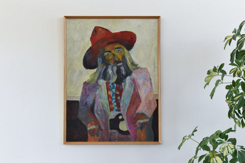 Vintage Oil on Board Portrait Painting by Artist Audrey Harling (1920-1995)