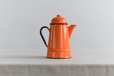 Vintage Orange Enamel Coffee Pot
