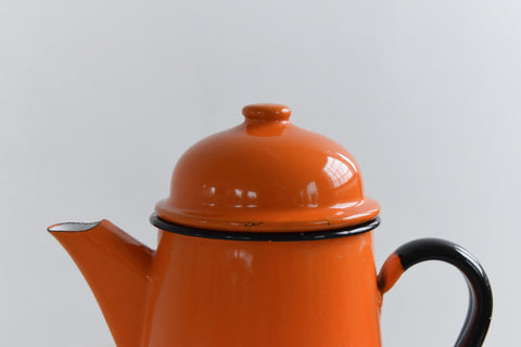 Vintage Orange Enamel Coffee Pot