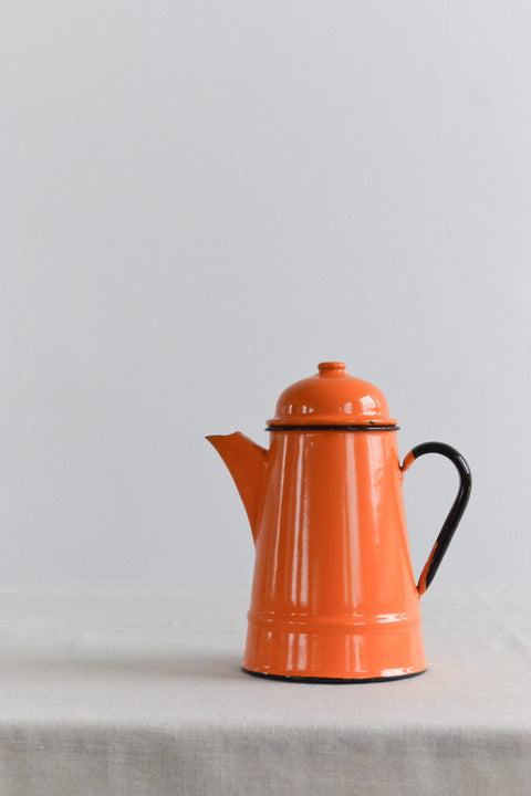 Vintage Orange Enamel Coffee Pot