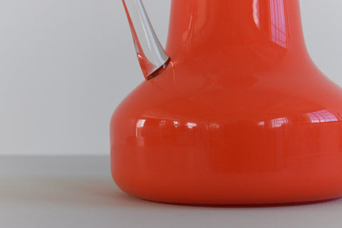 Vintage Orange Glass Vase with Handle