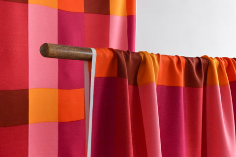 Vintage 1960s Check Geometric Fabric