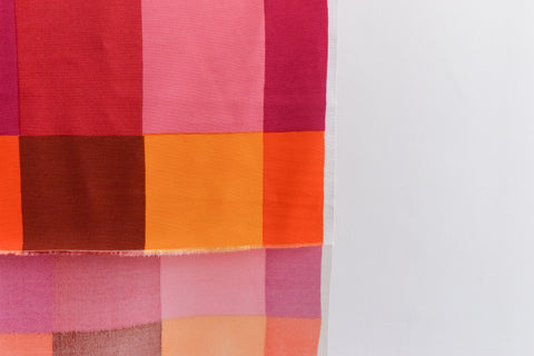 Vintage 1960s Check Geometric Fabric