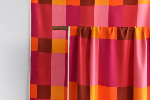 Vintage 1960s Check Geometric Fabric
