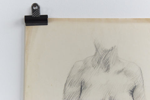 Vintage Original 1950s Pencil Female Nude Life Drawing by Artist Robert Arthur Bramwell