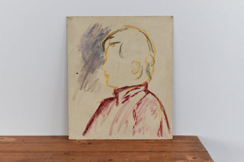Vintage Original 1960s Oil on Board Portrait Painting of a Young Male by Cynthia Oliver