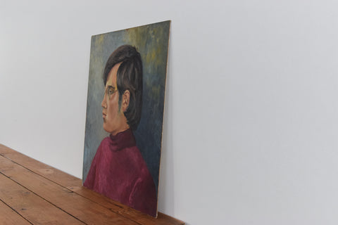 Vintage Original 1960s Oil on Board Portrait Painting of a Young Male by Cynthia Oliver
