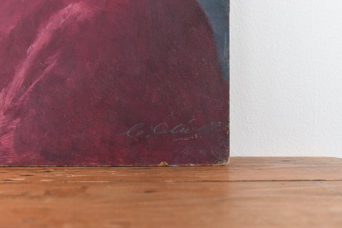 Vintage Original 1960s Oil on Board Portrait Painting of a Young Male by Cynthia Oliver