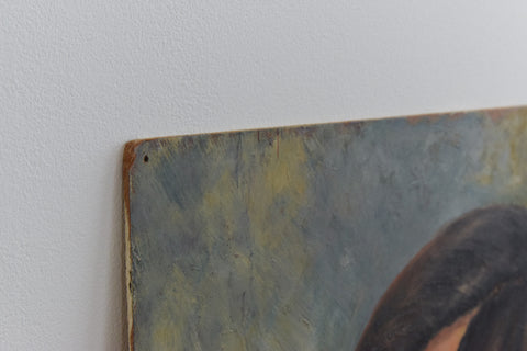Vintage Original 1960s Oil on Board Portrait Painting of a Young Male by Cynthia Oliver