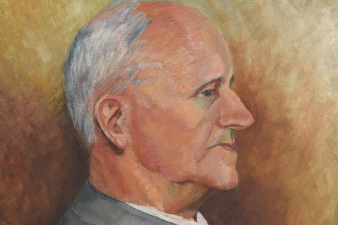 Vintage Original 1960s Oil on Board Portrait Painting of an Older Male by Cynthia Oliver