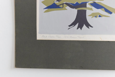 Vintage Original 1970s Screen Print Poster by Eleanor Hunt - Cedar Tree