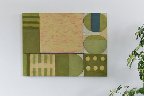 Vintage Original Abstract Oil Painting by Jens Kjaer for G&C Interiors