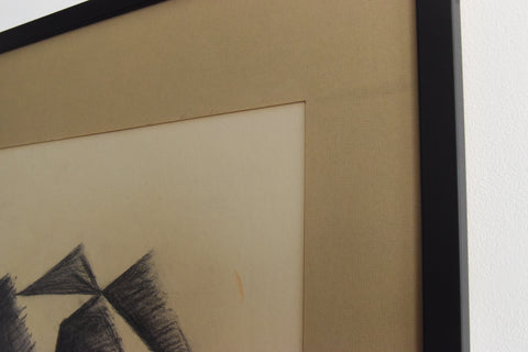 Vintage Original Charcoal Drawing After Juan Gris