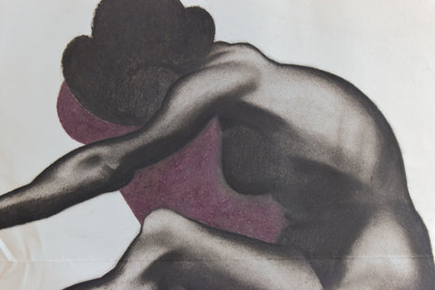 Vintage Original Female Nude Charcoal Drawing by Artist Robert Arthur Bramwell