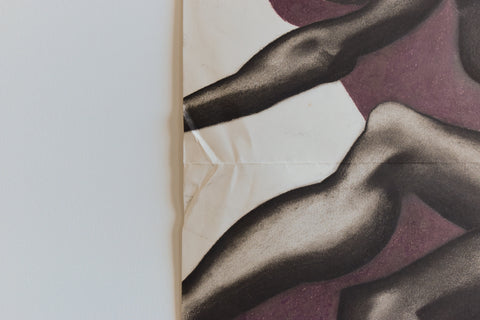 Vintage Original Female Nude Charcoal Drawing by Artist Robert Arthur Bramwell