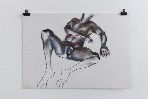 Vintage Original Colourful Pastel Male Nude Life Drawing by Artist Robert Arthur Bramwell