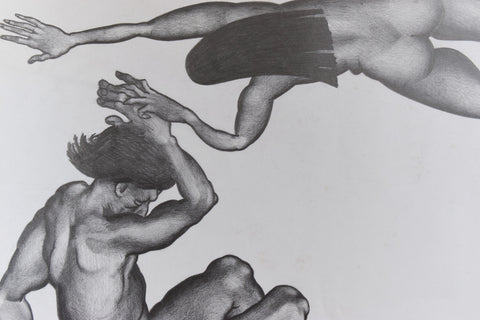 Vintage Original Figurative Pencil Drawing by Artist Robert Arthur Bramwell