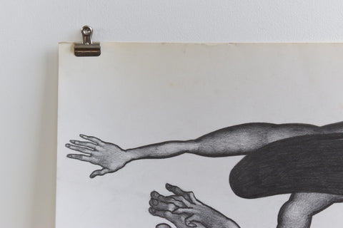 Vintage Original Figurative Pencil Drawing by Artist Robert Arthur Bramwell