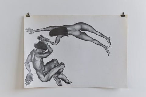 Vintage Original Figurative Pencil Drawing by Artist Robert Arthur Bramwell