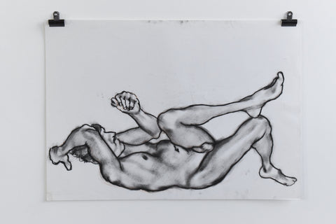 Vintage Original Pastel Landscape Male Nude Life Drawing by Artist Robert Arthur Bramwell