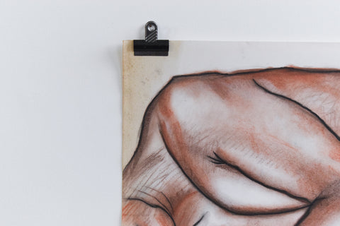 Vintage Original Pastel Male Nude Life Drawing by Artist Robert Arthur Bramwell