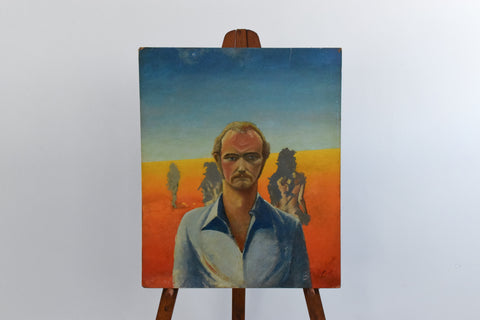 Vintage Original Self Portrait Painting by Artist Greg Cooke Dated 1970