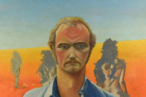 Vintage Original Self Portrait Painting by Artist Greg Cooke Dated 1970
