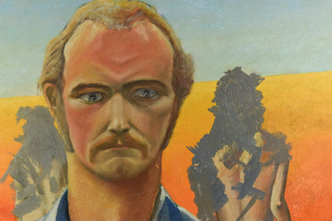 Vintage Original Self Portrait Painting by Artist Greg Cooke Dated 1970