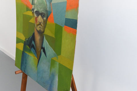 Vintage Original Self Portrait Painting by Artist Greg Cooke Dated 1970