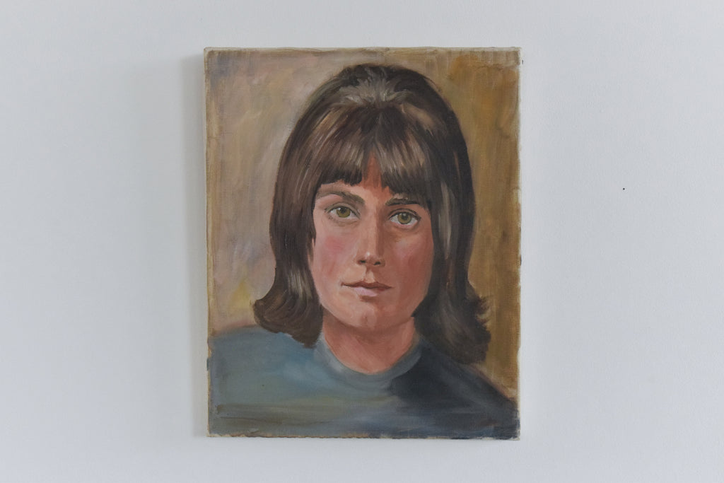 Vintage Original Small 1960s Oil on Canvas Female Portrait Painting ...