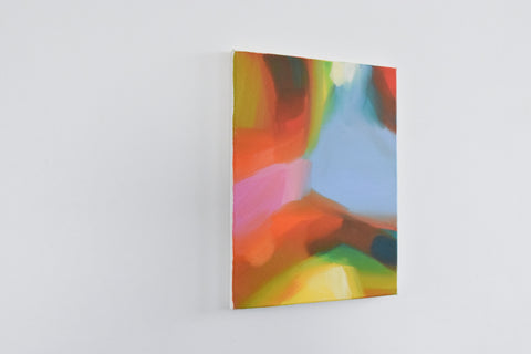 Vintage Original Small Abstract Acrylic on Canvas Painting by Jim Ridout