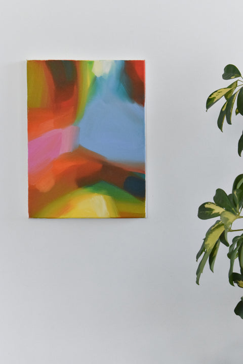Vintage Original Small Abstract Acrylic on Canvas Painting by Jim Ridout