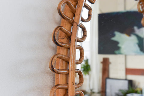 Vintage Oval Bamboo Franco Albini Style Mirror