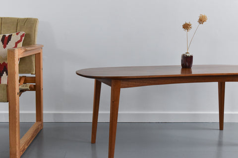Vintage Oval Ended Wooden Coffee Table