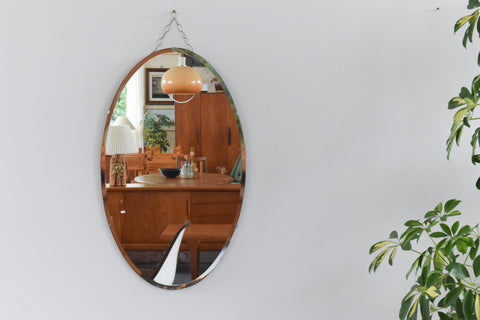 Vintage Frameless Oval Bevelled Mirror