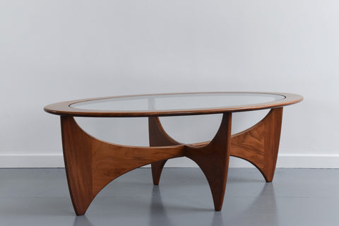 Vintage Oval G Plan Astro Teak and Glass Coffee Table