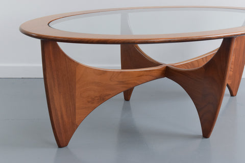 Vintage Oval G Plan Astro Teak and Glass Coffee Table