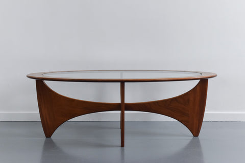 Vintage Oval G Plan Astro Teak and Glass Coffee Table