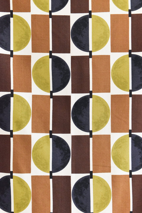 Vintage Pair of 1950s Geometric Screen Printed Curtains 'Diablo' by Tootal