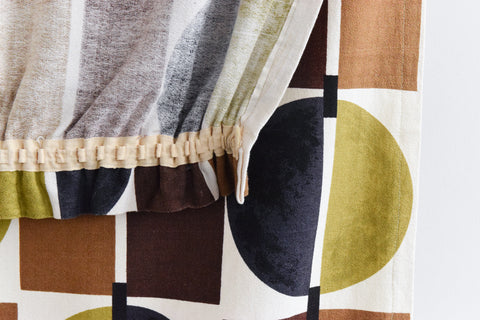 Vintage Pair of 1950s Geometric Screen Printed Curtains 'Diablo' by Tootal