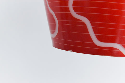 Vintage Pair of 1950s Red Patterned Glass Pendant Light Shades