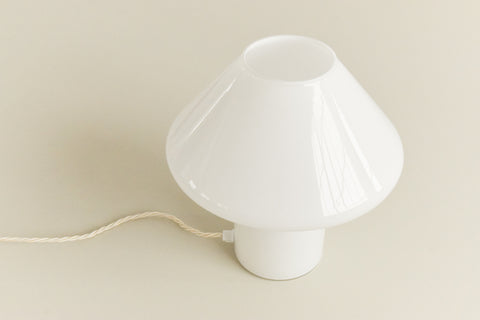 Vintage Pair of Small White Glass Mushroom Lamps by Hala Zeist for Habitat