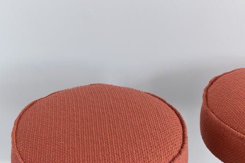 Vintage Pair of 1980s Tubular Metal Stools with Orange Boucle Fabric
